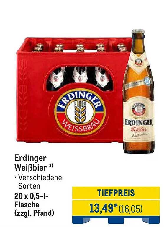 Erdinger Weißbier 20 x 0,5 l-Flasche (zzgl. Pfand)
