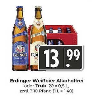 Erdinger Weißbier Alkoholfrei oder Trüb 20 x 0,5 L