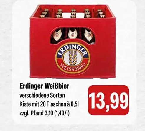 Erdinger Weißbier Kiste mit 20 Flaschen à 0,5l