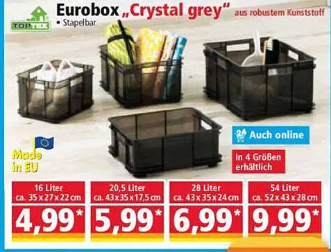 Eurobox "Crystal grey" - Stapelbar aus robustem Kunststoff