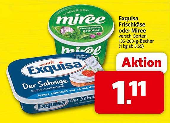 Exquisa Frischkäse oder Miree 135-200 g-Becher