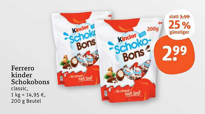 Ferrero kinder Schokobons classic, 200 g Beutel