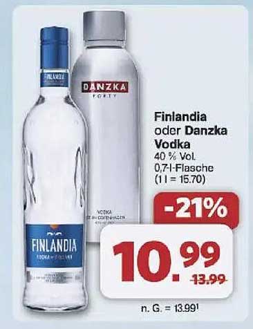 Finlandia oder Danzka Vodka 0,7 l Flasche, 40 % Vol.
