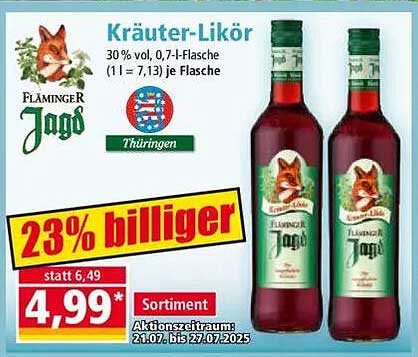 Fläminger Jagd Kräuter-Likör 0,7-Liter-Flasche