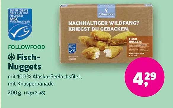 Followfood Fisch-Nuggets mit 100 % Alaska-Seelachsfilet