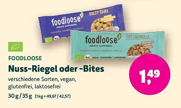 foodloose Nuss-Riegel oder -Bites