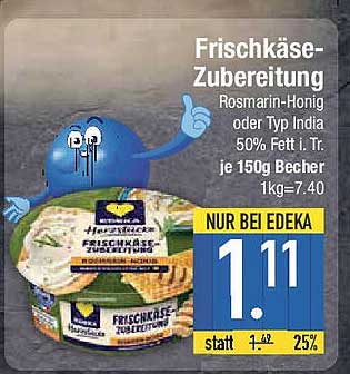 Frischkäse-Zubereitung Rosmarin-Honig oder Typ India 150g
