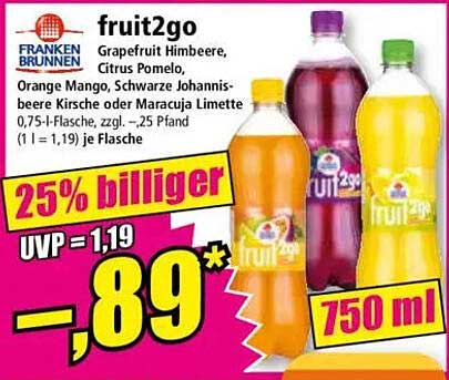 fruit2go - Erfrischende Säfte in verschiedenen Geschmacksrichtungen