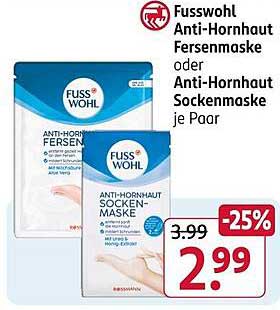 Fusswohl Anti-Hornhaut Fersenmaske oder Anti-Hornhaut Sockenmaske je Paar