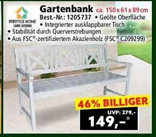 Gartenbank aus FSC-zertifiziertem Akazienholz mit integriertem ausklappbarem Tisch