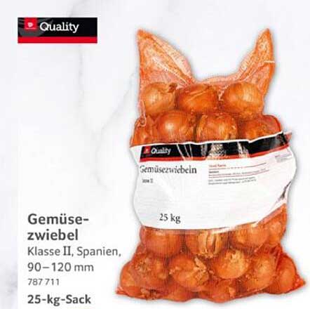 Gemüsezwiebel Klasse II, Spanien, 25-kg-Sack