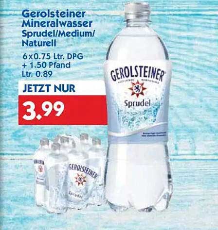 Gerolsteiner Mineralwasser Sprudel/Medium/Naturell 6x0.75 Ltr.