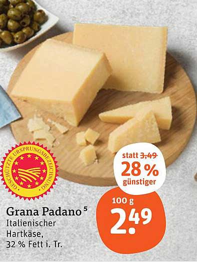 Grana Padano 5 - Italienischer Hartkäse, 32 % Fett i. Tr.