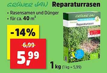 GRÜNER JAN Reparaturrasen - Rasensamen und Dünger für ca. 40 m²