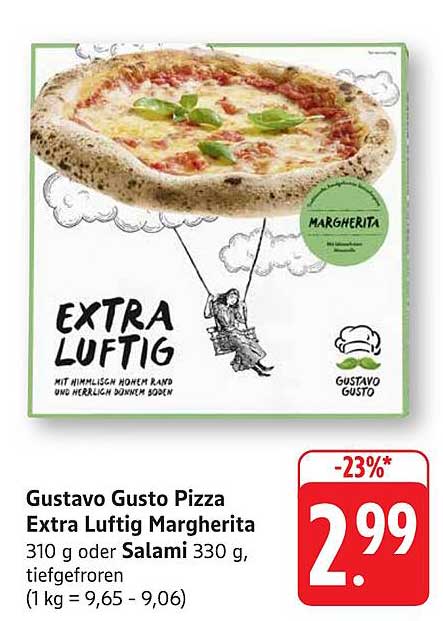 Gustavo Gusto Pizza Extra Luftig Margherita 310 g oder Salami 330 g, tiefgefroren