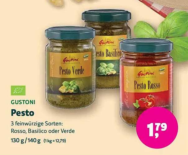 GUSTONI Pesto - 3 feinwürzige Sorten: Rosso, Basilico oder Verde