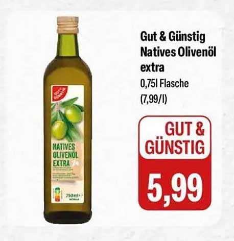 Gut & Günstig Natives Olivenöl extra 0,75l Flasche