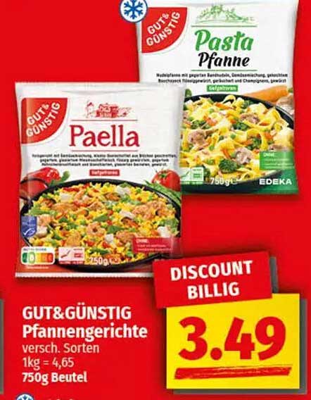 GUT& GÜNSTIG Pfannengerichte – Paella und Pasta Pfanne