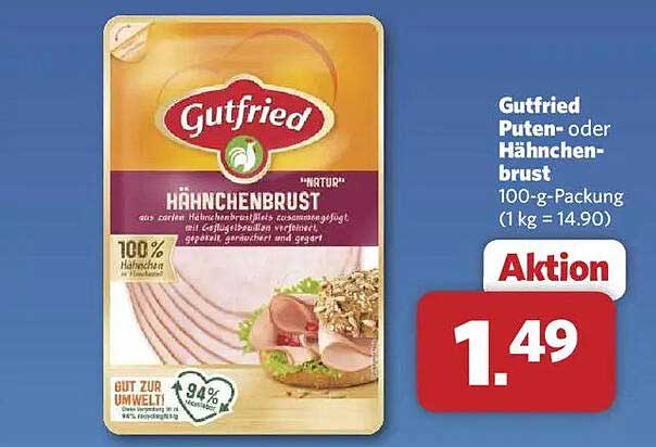 Gutfried Puten- oder Hähnchenbrust 100-g-Packung