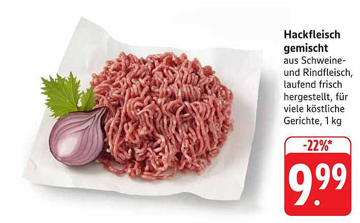 Hackfleisch gemischt aus Schweine- und Rindfleisch, 1 kg