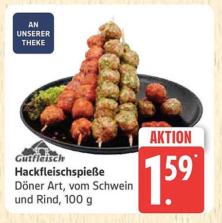 Hackfleischspieße Döner Art, vom Schwein und Rind, 100 g