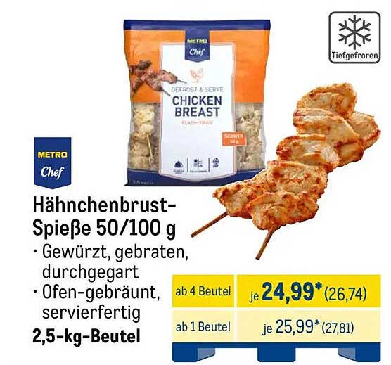 Hähnchenbrust-Spieße 50/100 g