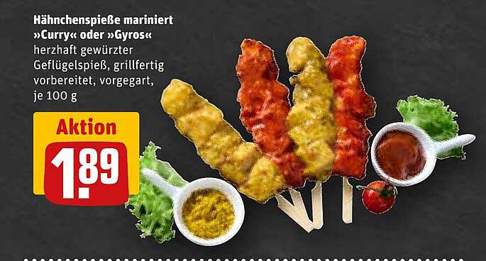 Hähnchenspieße mariniert "Curry" oder "Gyros" - herzhaft gewürzte Geflügelspieße