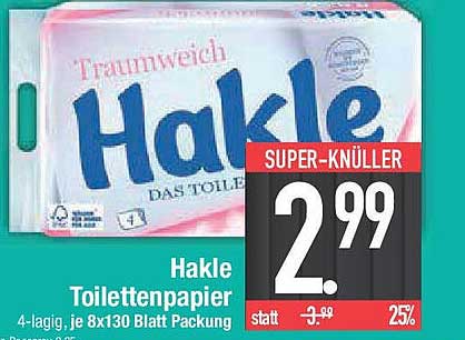 Hakle Toilettenpapier 4-lagig, je 8x130 Blatt Packung