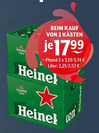 Heineken Kästen Angebot - 2 Kästen für nur 17,99 €