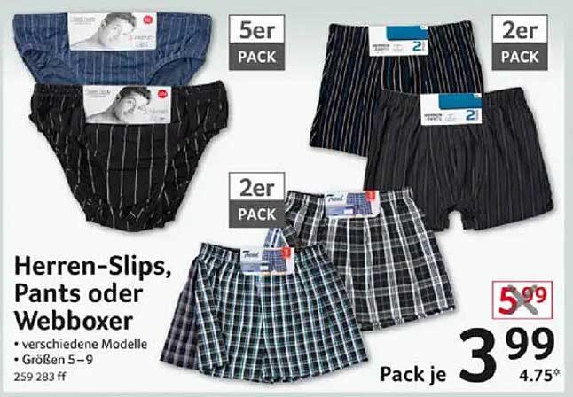 Herren-Slips, Pants oder Webboxer - 5er und 2er Pack