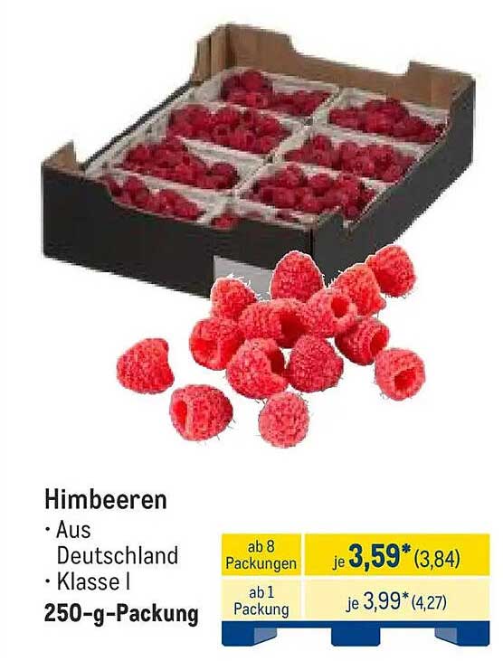 Himbeeren - Aus Deutschland, Klasse I, 250-g-Packung