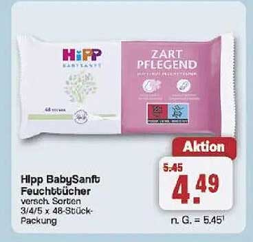 Hipp BabySanft Feuchttücher verschiedene Sorten 3/4/5 x 48-Stück-Packung