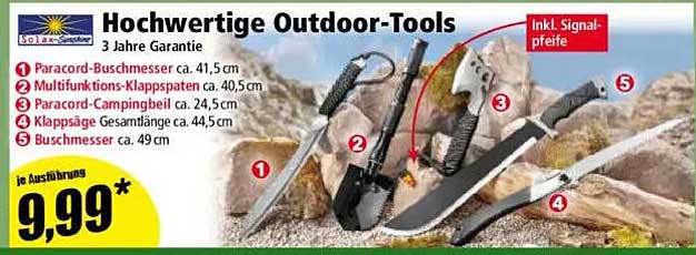 Hochwertige Outdoor-Tools mit 3 Jahren Garantie