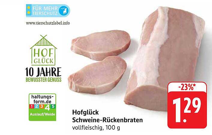 Hofglück Schweine-Rückenbraten vollfleischig, 100 g