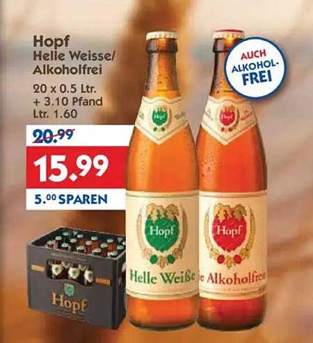 Hopf Helle Weissel/Alkoholfrei 20 x 0,5 L.