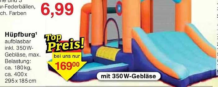 Hüpfburg aufblasbar mit 350 W-Gebläse