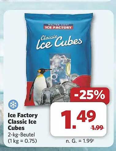 Ice Factory Classic Ice Cubes 2-kg-Beutel