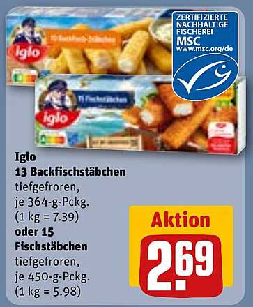 Iglo 13 Backfischstäbchen tiefgefroren, 364-g-Packung