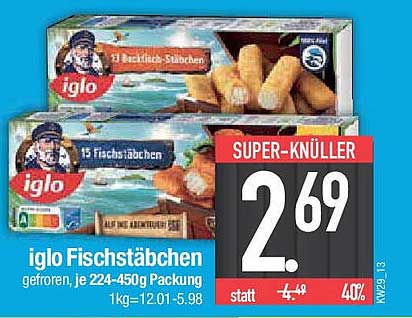 iglo Fischstäbchen, gefroren, je 224-450g Packung
