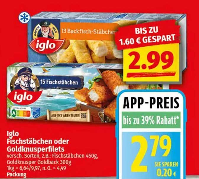 Iglo Fischstäbchen oder Goldknusperfilets