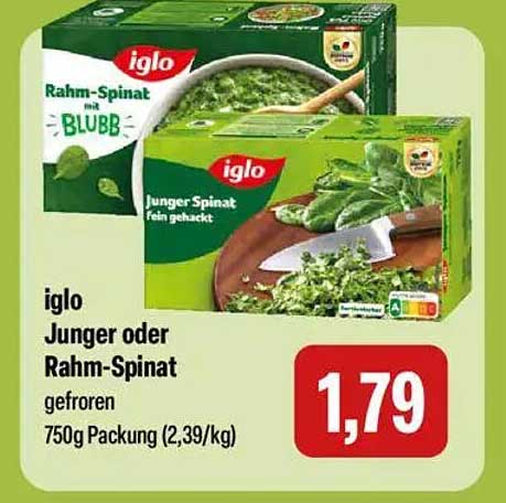 iglo Junger oder Rahm-Spinat gefroren 750g