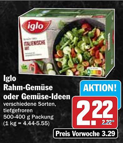 Iglo Rahm-Gemüse oder Gemüse-Ideen, verschiedene Sorten, tiefgefroren