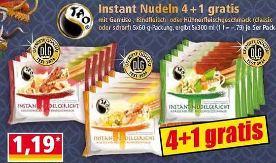 Instant Nudeln 4 + 1 gratis