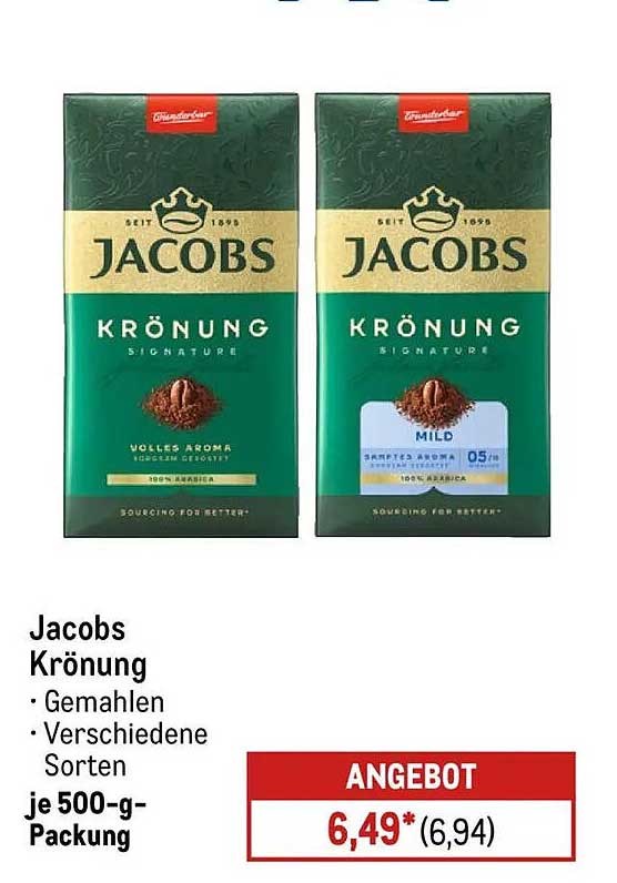 Jacobs Krönung – Gemahlener Kaffee in verschiedenen Sorten