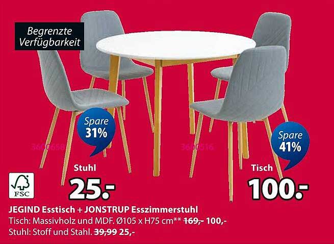 JEGIND Esstisch + JONSTRUP Esszimmerstuhl