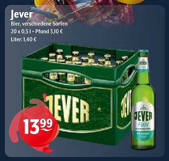 Jever Bier, verschiedene Sorten 20 x 0,5 l + Pfand 3,10 €