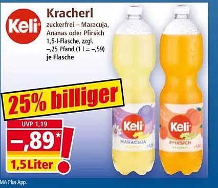 Keli Kracherl – Zuckerfrei in den Geschmacksrichtungen Maracuja, Ananas oder Pfirsich