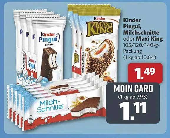 Kinder Pingui, Milchschitte oder Maxi King - 105/120/140-g-Packung