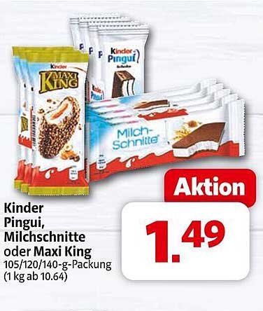 Kinder Pingui, Milchschnitte oder Maxi King - 105/120/140-g-Packung