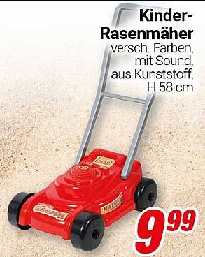 Kinder-Rasenmäher - verschiedene Farben, mit Sound, aus Kunststoff, H 58 cm
